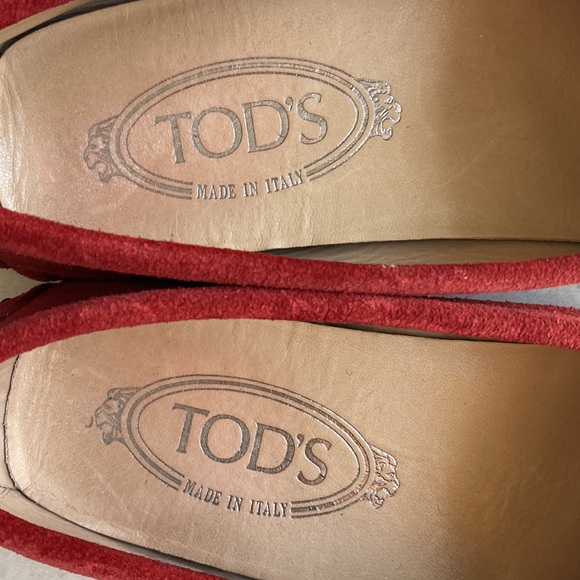 Tod's Red Gommino suede loafers size 37 - Picture 3 of 6